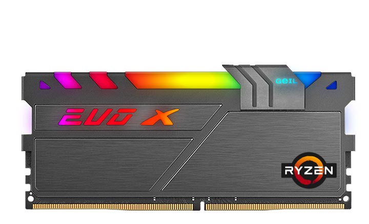Модули памяти GeIL EVO X II, EVO X II AMD Edition и EVO X II ROG-certified украшены полноцветной подсветкой