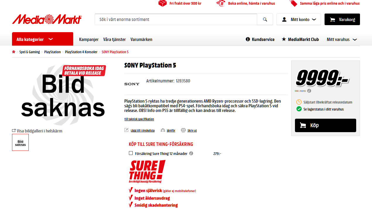 В шведском MediaMarkt появилась страница предзаказа PlayStation 5 по цене в $1050 - 1