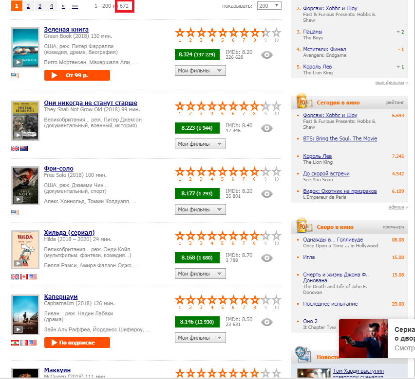 Web scraping с помощью R. Сравнение оценок фильмов на сайтах Кинопоиск и IMDB - 2