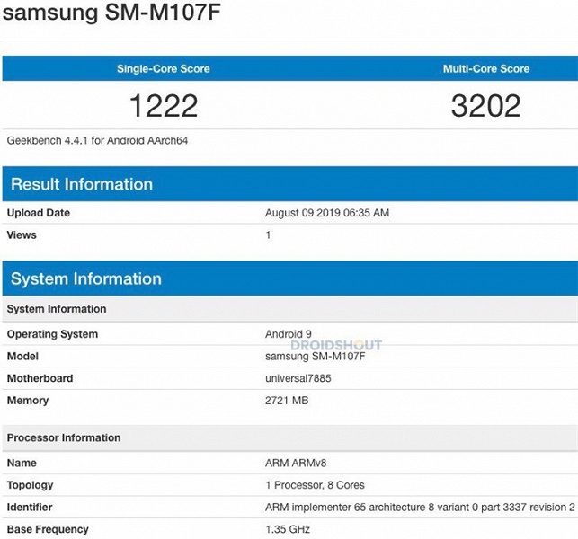 Samsung Galaxy M10s получил SoC Exynos 7885