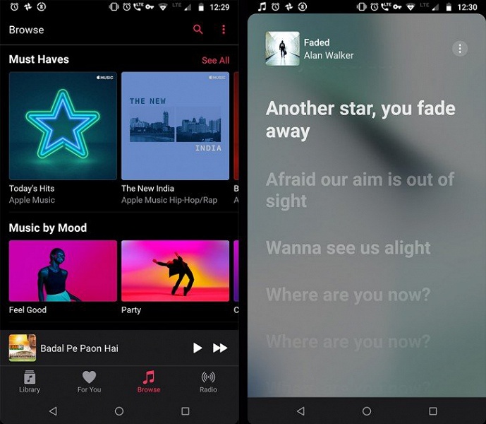 Темный режим и синхронные слова песен появились в Apple Music для Android раньше, чем в версии для iOS 