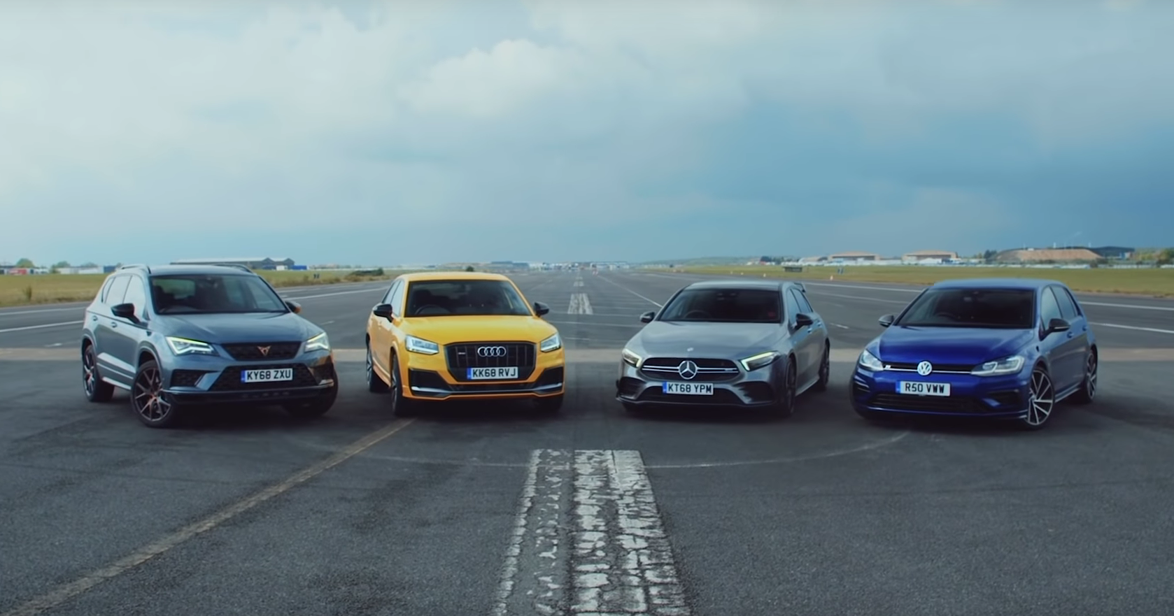 Audi SQ2, Mercedes-AMG A35, VW Golf R и Cupra Ateca: дрэг-гонка