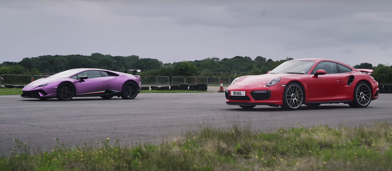 Lamborghini Huracan Performante против Porsche 911 Turbo S: дрэг-гонка