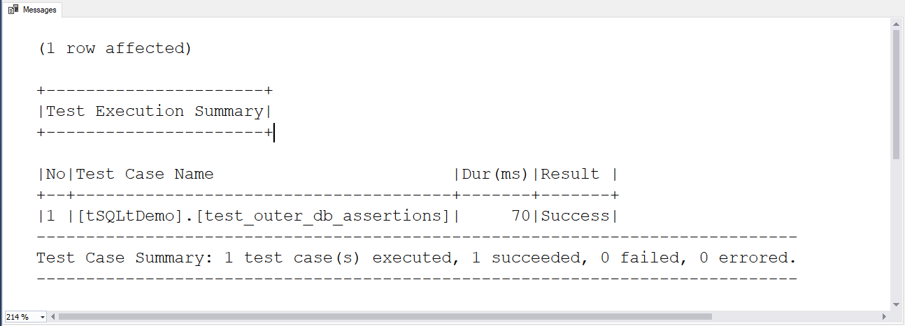 Testing SQL Server code with tSQLt - 18