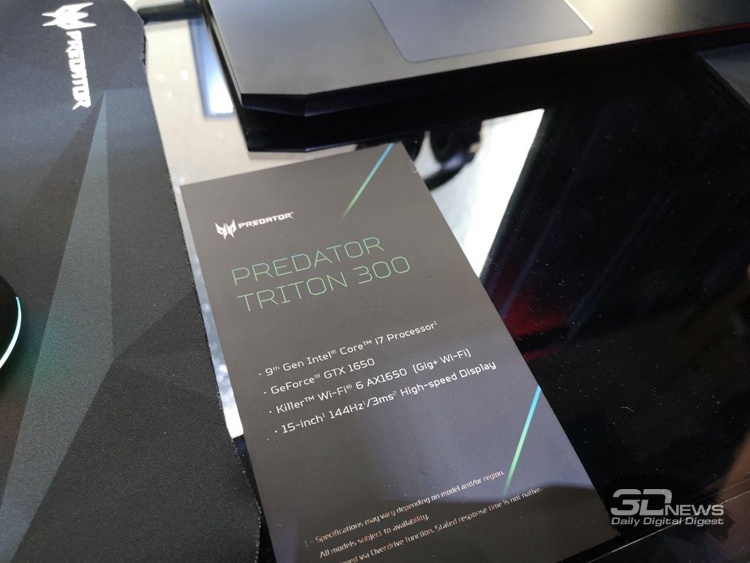 IFA 2019: игровой ноутбук Acer Predator Triton 500 получил экран с частотой обновления 300 Гц