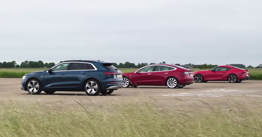 Tesla Model 3, Jaguar I-Pace, Audi e-tron и… Toyota Supra: дрэг-гонка