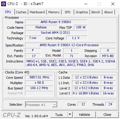 В шаге от 6 ГГц. Флагманский 12-ядерный AMD Ryzen 9 3900X продемонстрировал впечатляющий разгон