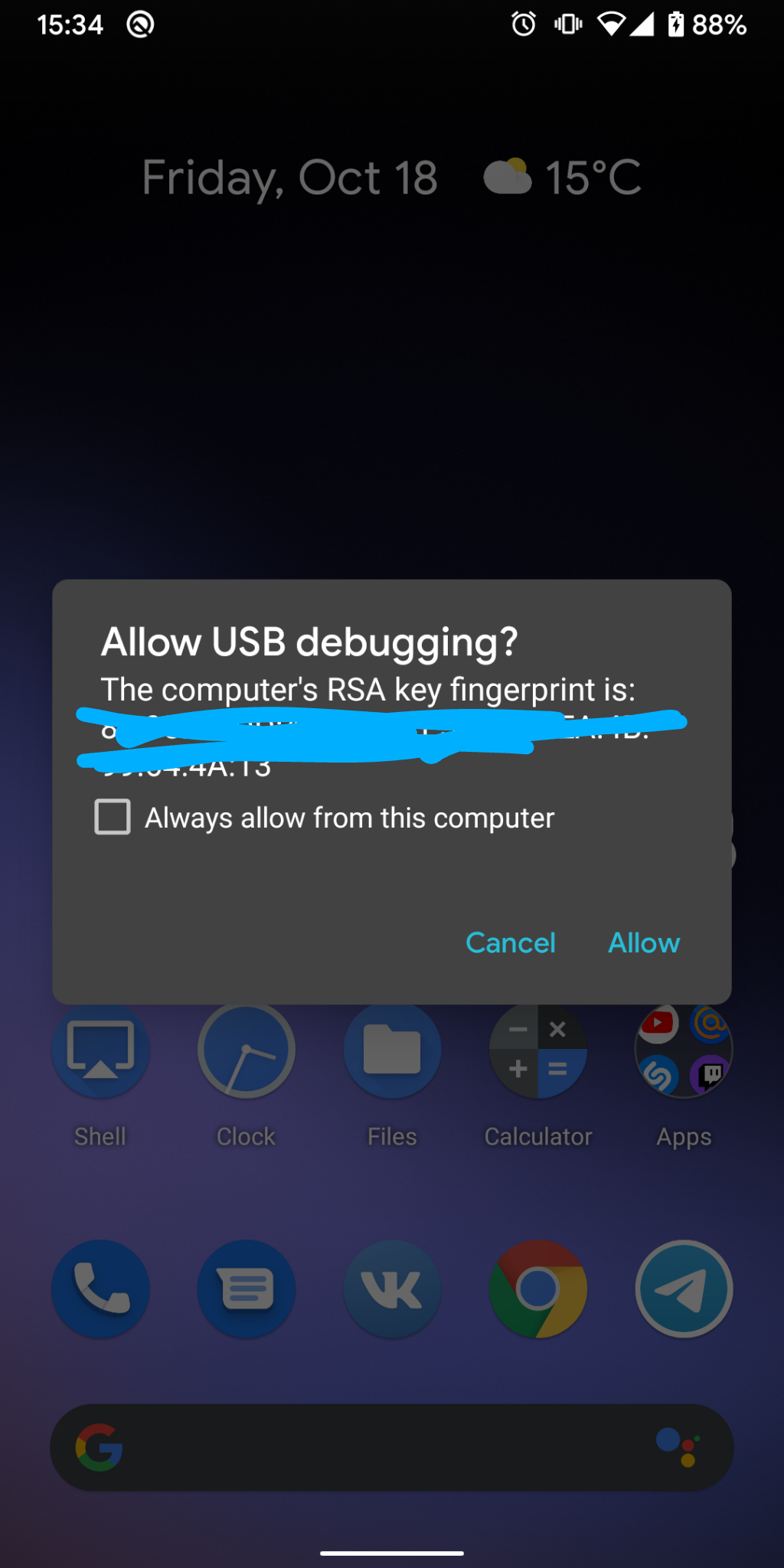 Allow USB debugging?