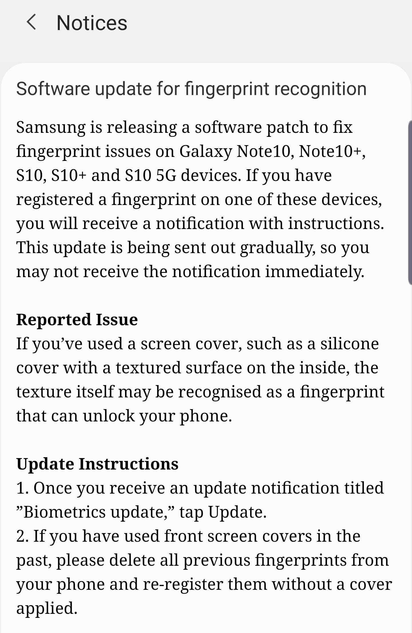 Samsung выпустила обновление для устранения проблемы с датчиком отпечатков пальцев в Galaxy S10 и Note 10 - 2