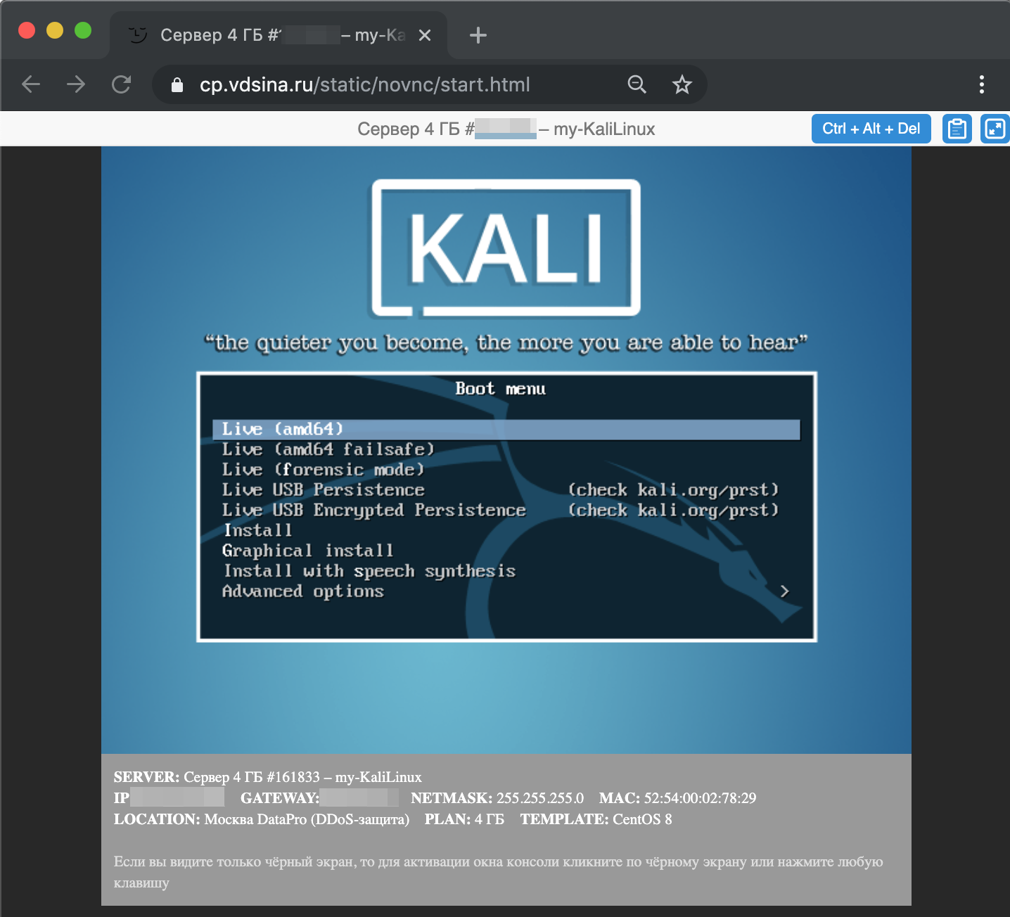 Устанавливаем Kali Linux с графическим интерфейсом на виртуальный сервер - 8