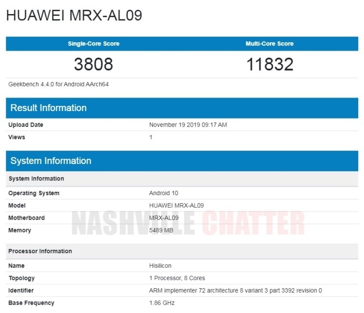 Планшет Huawei MatePad Pro появился в базе Geekbench с чипом Kirin 990 и 6 Гбайт ОЗУ