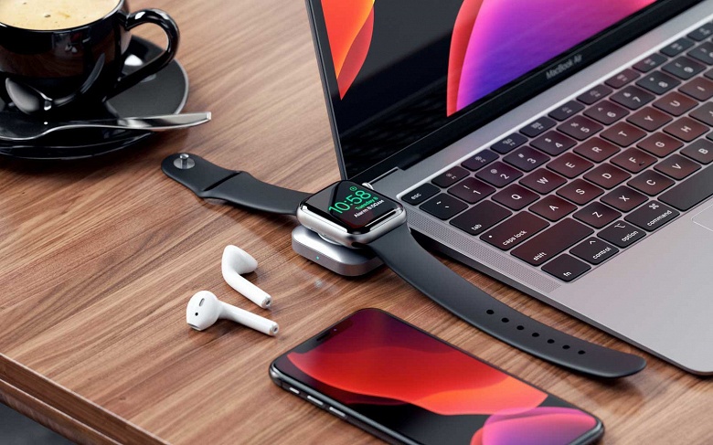 Устройство Satechi USB-C Magnetic Charging Dock позволяет заряжать часы Apple Watch от порта USB-C