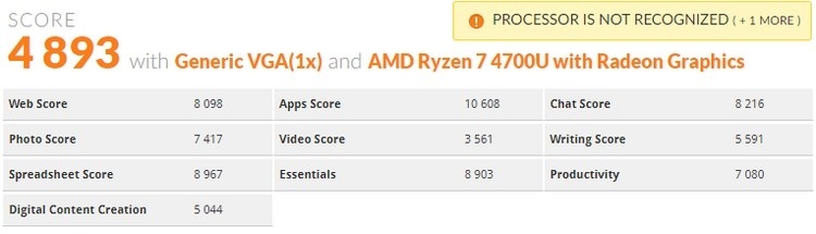 AMD Ryzen 7 4700U «засветился» в 3DMark: восемь ядер Zen 2 с частотой до 4,2 ГГц