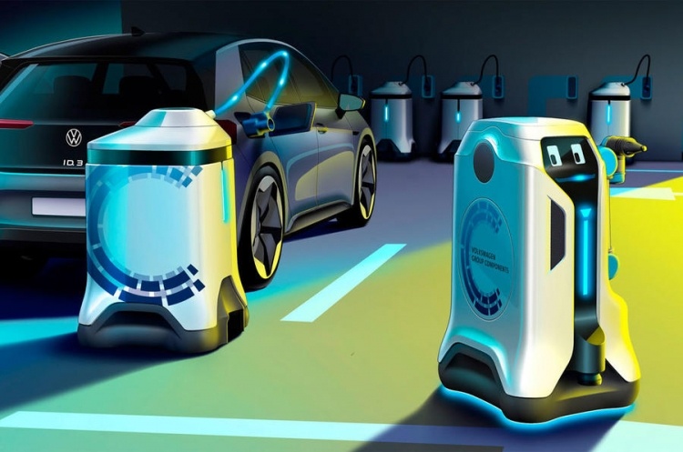 Volkswagen представила концепт робота для автономной зарядки электромобиля