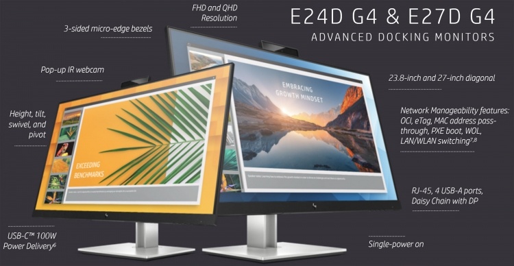 HP E24d G4 и E27d G4 — USB-C-мониторы с док-станцией