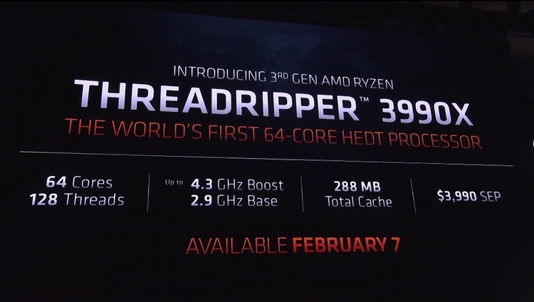AMD представила Threadripper 3990X: 64-ядерный монстр для создателей контента
