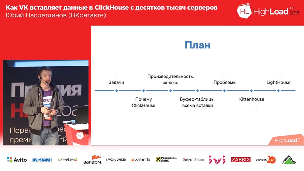 HighLoad++, Юрий Насретдинов (ВКонтакте): как VK вставляет данные в ClickHouse с десятков тысяч серверов - 2