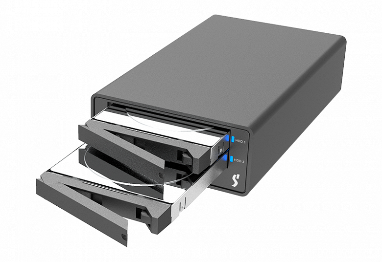 Хранилище Stardom MR2-B31 с разъемом USB-C рассчитано на два накопителя типоразмера 2,5 дюйма