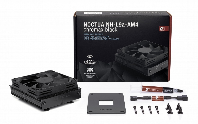 Высота процессорной системы охлаждения Noctua NH-L9a-AM4 chromax.black — 37 мм