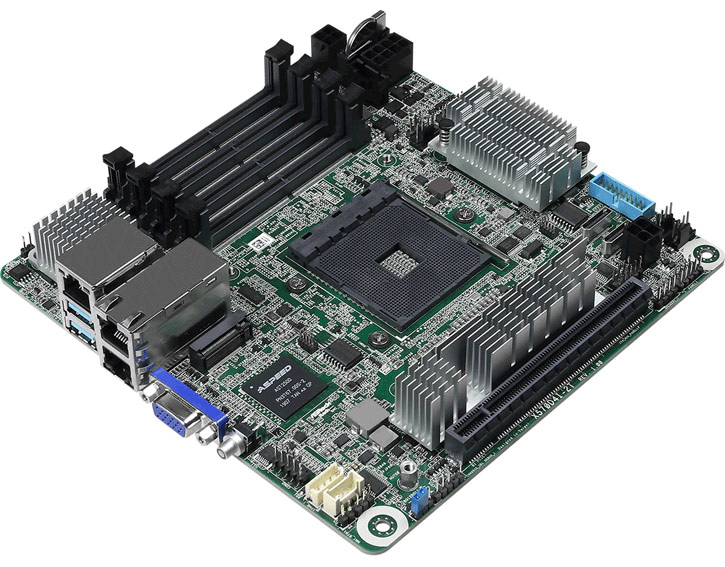 Системная плата ASRock X570D4I-2T типоразмера mini-ITX X570 оснащена двумя портами 10 GbE