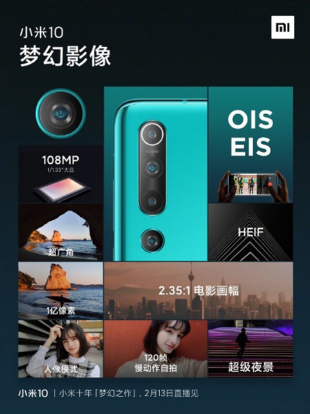 Xiaomi официально раскрыла достоинства 108-мегапиксельной камеры Xiaomi Mi 10