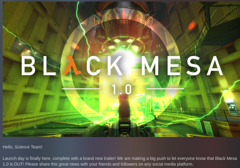 Релиз Black Mesa 1.0 доступен в Steam - 2