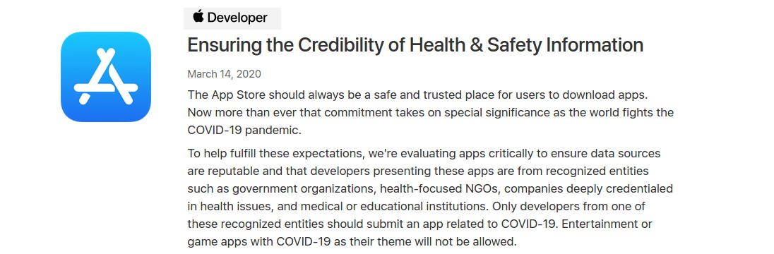 Apple накладывает ограничения на все приложения про коронавирус в App Store, игры на эту тему теперь запрещены - 1