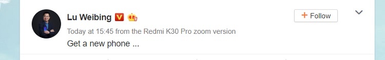 Xiaomi Redmi K30 Pro Zoom Edition подтверждён генеральным директором компании