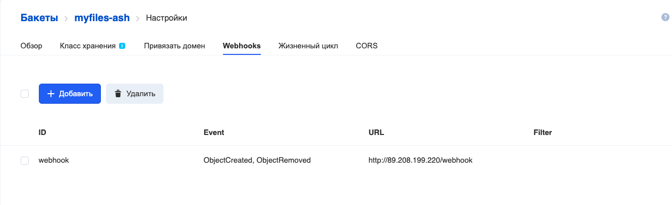 Пример event-driven приложения на основе вебхуков в объектном S3-хранилище Mail.ru Cloud Solutions - 5