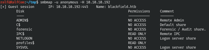 HackTheBox. Прохождение Blackfield. Захват контроллера домена через SMB и RPC, LPE через теневую копию - 3