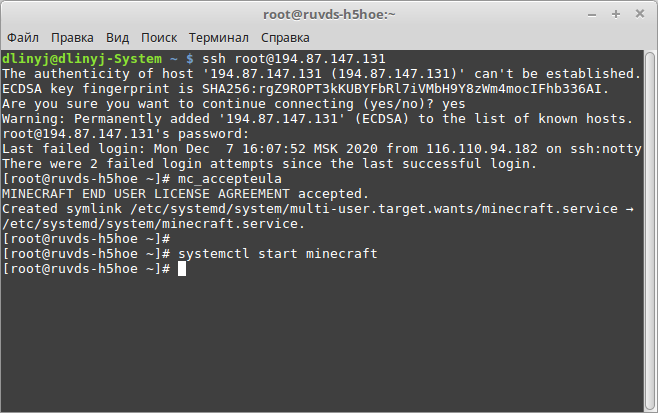 Разворачивание Minecraft сервера под linux - 4