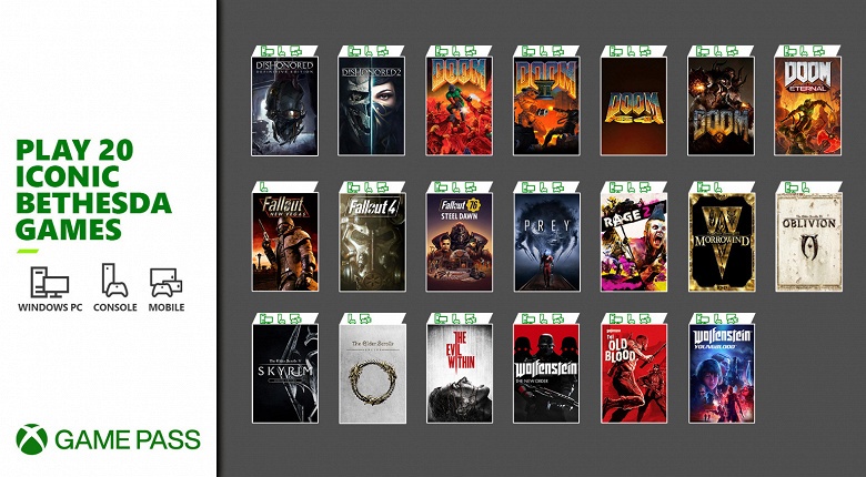 Официально: 20 культовых игр Bethesda в библиотеке Xbox Game Pass с завтрашнего дня