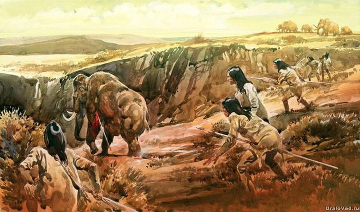 Индейцы хотели помочь отставшему от стада мамонту, но случайно ранили его