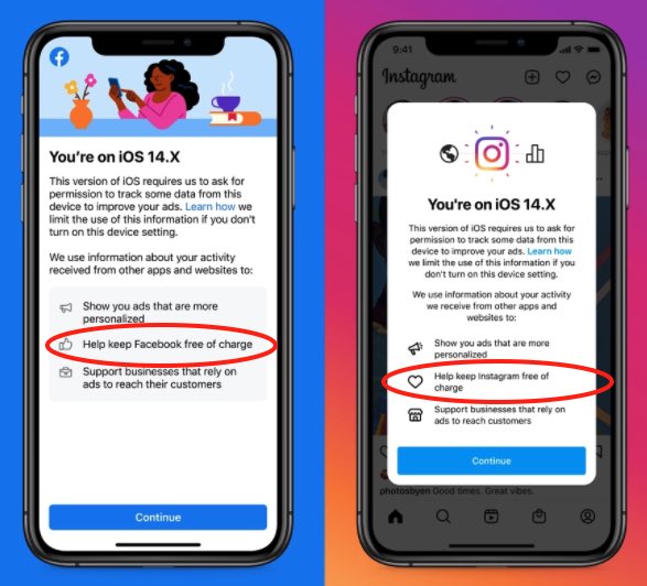 Facebook и Instagram «запугивают» пользователей iPhone, чтобы те разрешили слежку