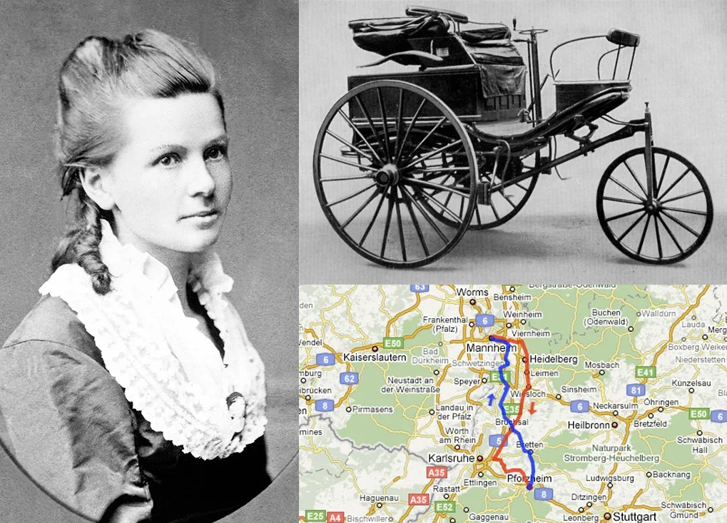 Берта Бенц, её транспортное средство и её маршрут