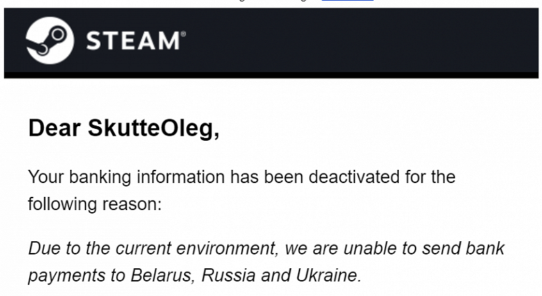 Valve приостановила выплаты разработчикам игр Steam из России, Белоруссии и Украины