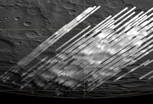 Измерения Софии наложены на трехмерную карту лунной поверхности