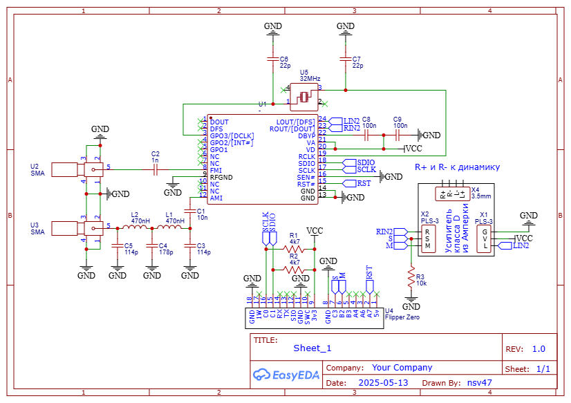 Рис. Схема подключения шилда к Flipper Zero.