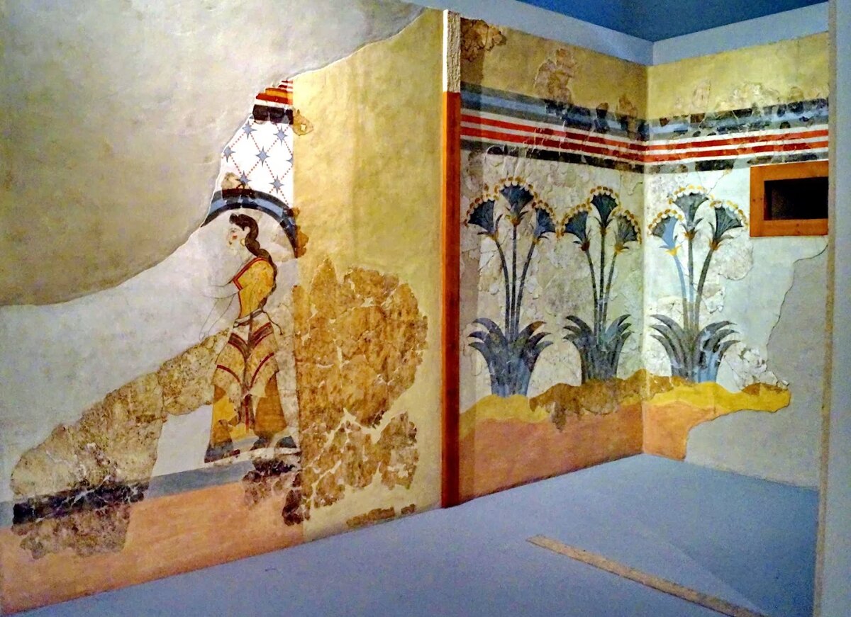 фрагмент фрески, на которой отчётливо видны яркие цвета и техники исполнения  