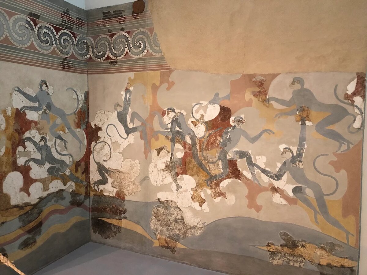 знаменитая фреска с голубыми обезьянами из комнаты B6  