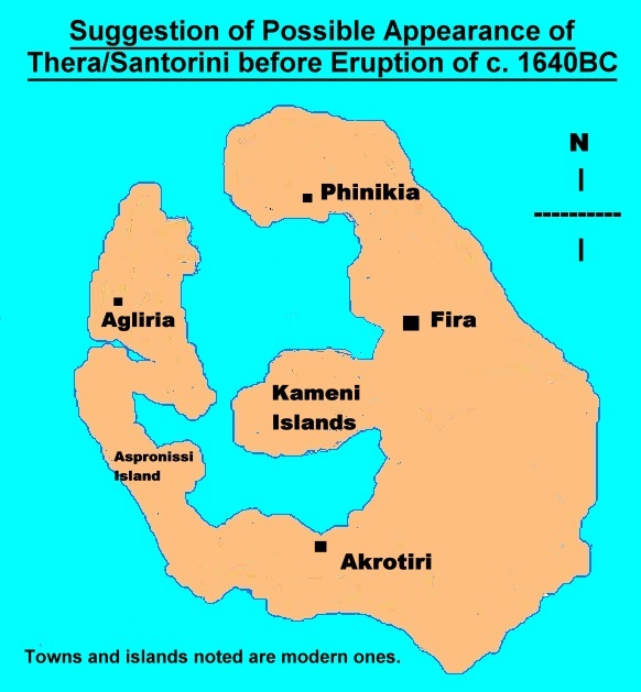 реконструкция древнего острова Тира до извержения