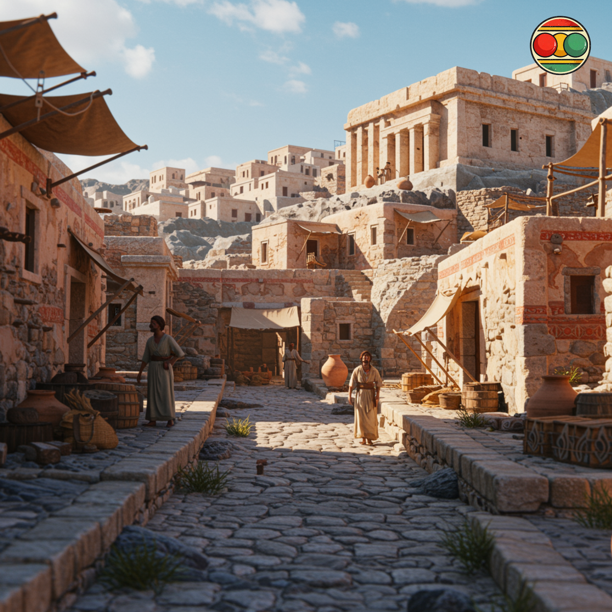 художественная реконструкция города Акротири до катастрофы, часто ассоциируемого с легендарной Атлантидой