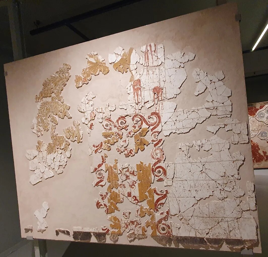 работа реставраторов над фресками в Акротири