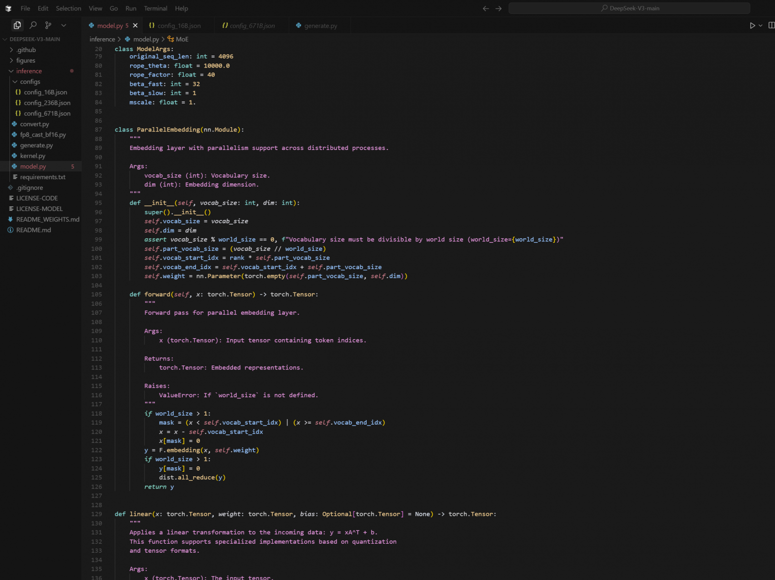 Разбор кода DeepSeek V3. Код: https://github.com/deepseek-ai/DeepSeek-V3/tree/main/inference