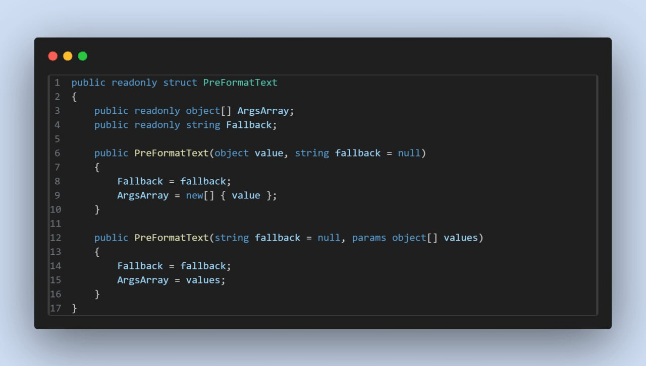 Структура для удобного создания форматируемого текста