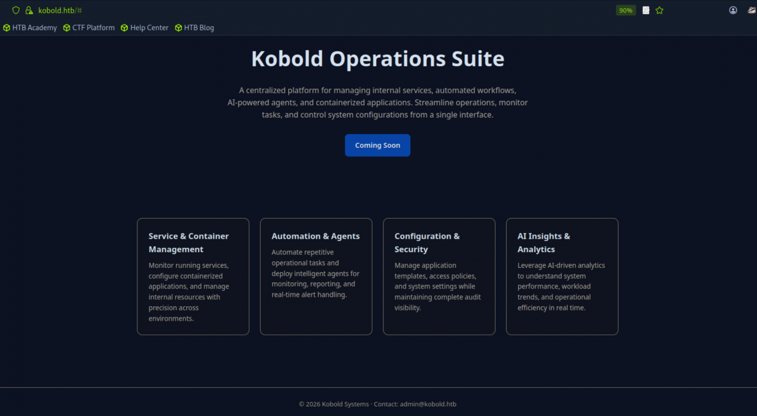 Лендинг страница kobold.htb