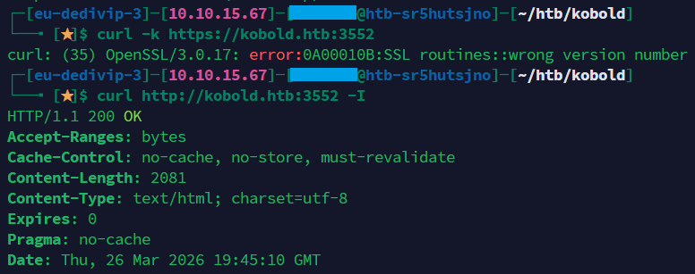 Порт 3552 отвечает по HTTP, но не по HTTPS — ошибка SSL подтверждает plain HTTP