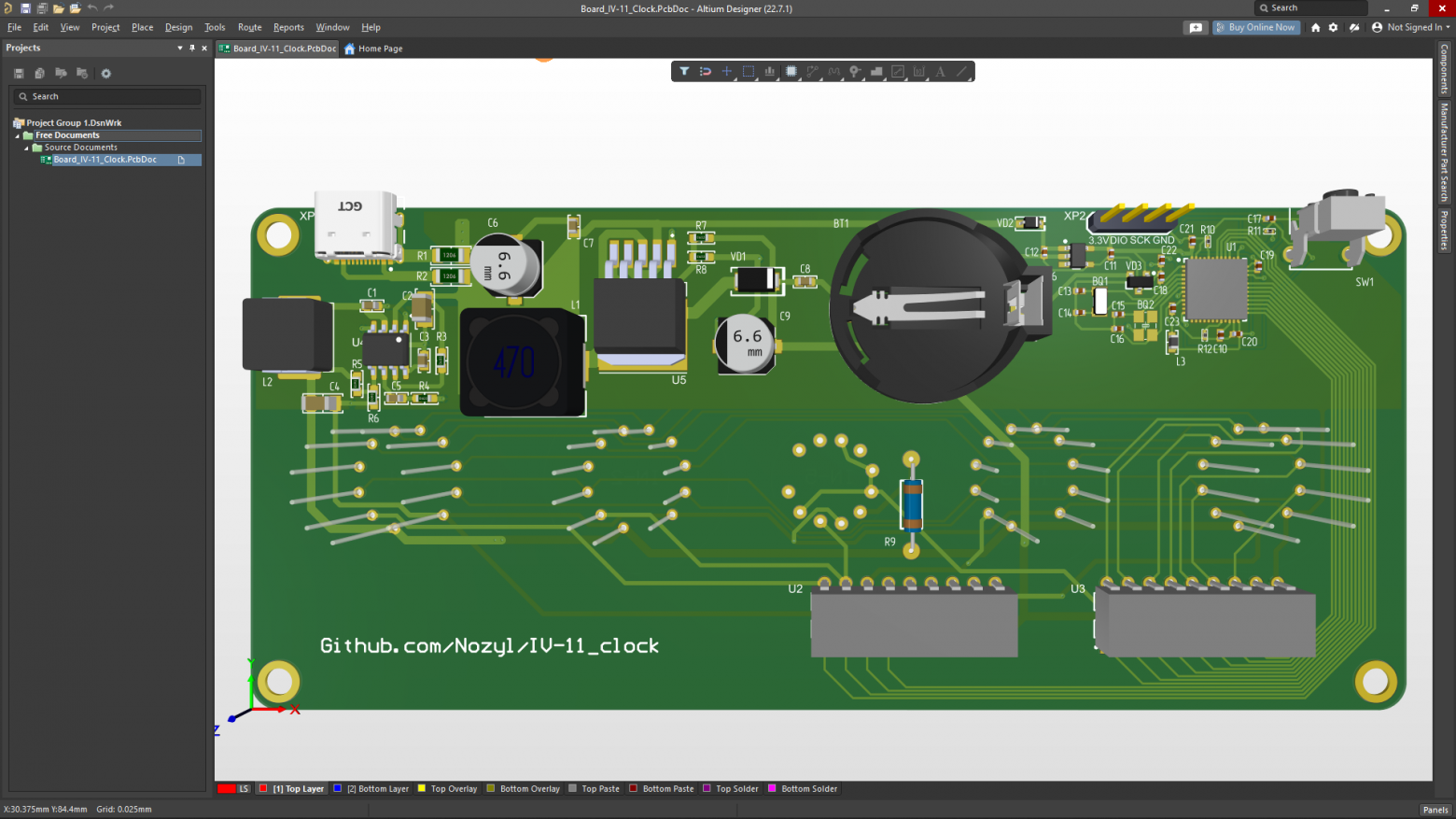 3D вид платы