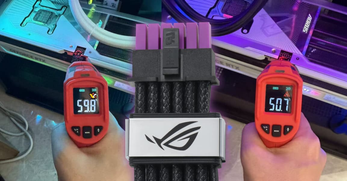 Усиленный кабель питания Asus ROG Equalizer в первом стороннем тесте показал заметное снижение температуры относительно обычного - 1