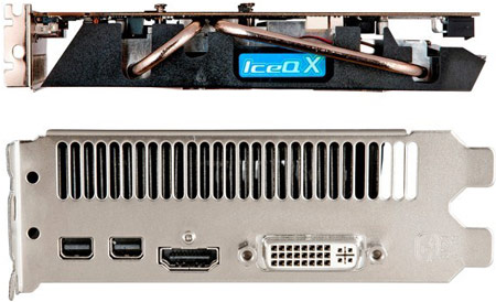 Охладитель HIS Radeon HD 7770 IceQ X iTurbo X полностью прикрывает печатную плату черного цвета